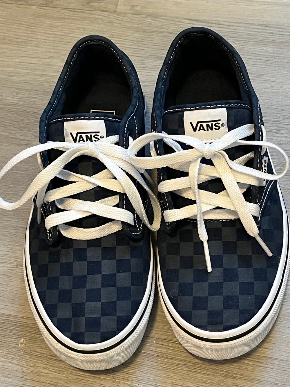 Vans Kids Checkerboard Lace-Up Sneakers - Navy & White